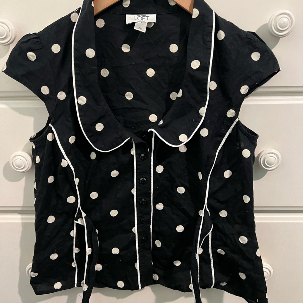 Vintage, Anna Taylor, The Loft button down, polkadot, 60s, blouse